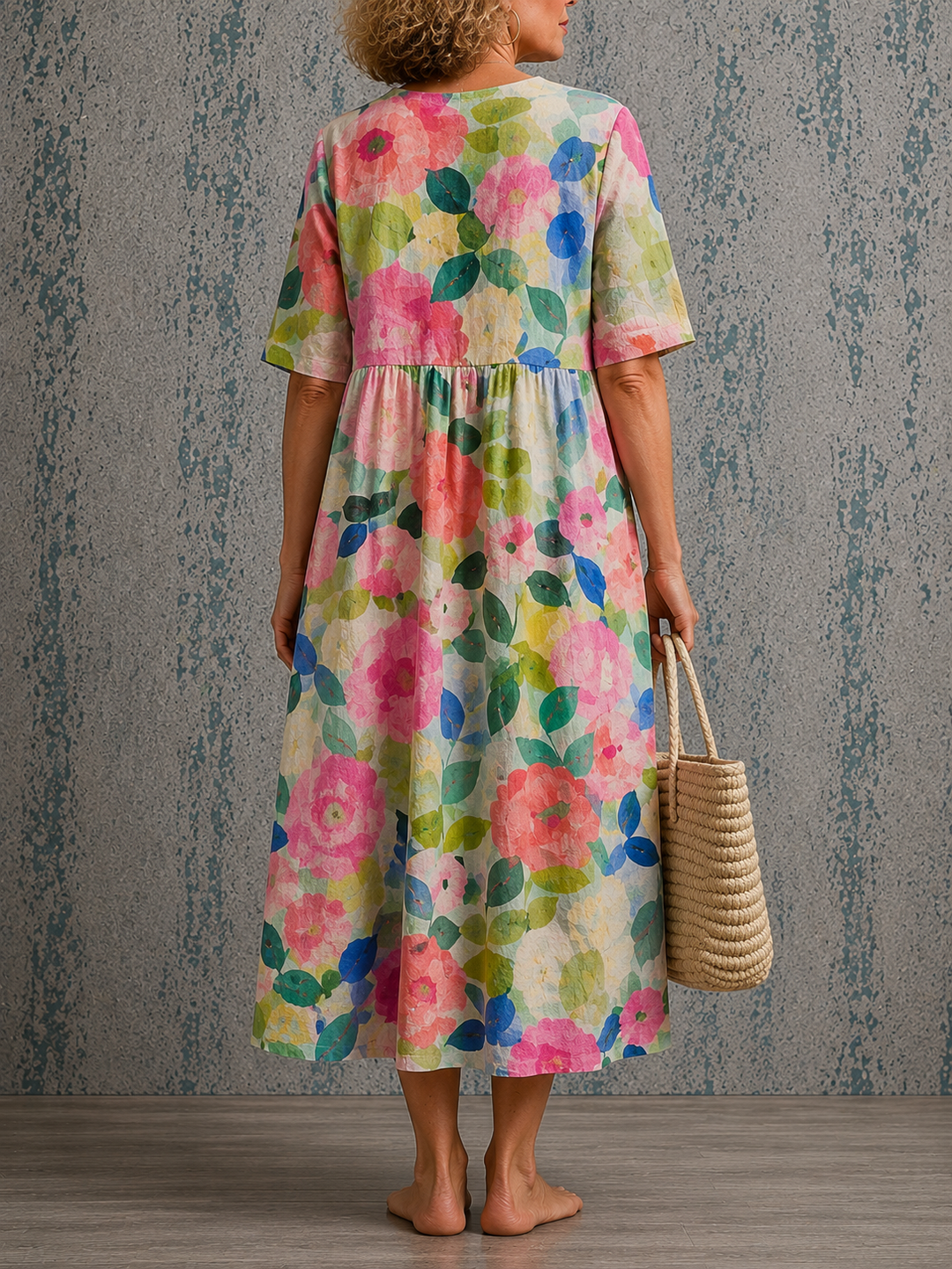 Susan™ | Half Sleeve Linen Dress