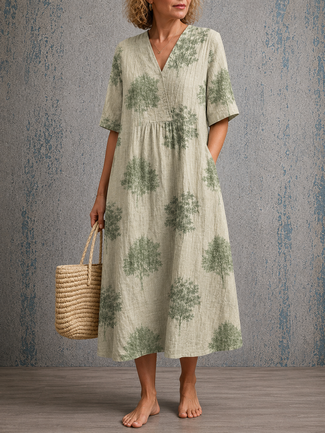 Annette™ | Half Sleeve Linen Dress