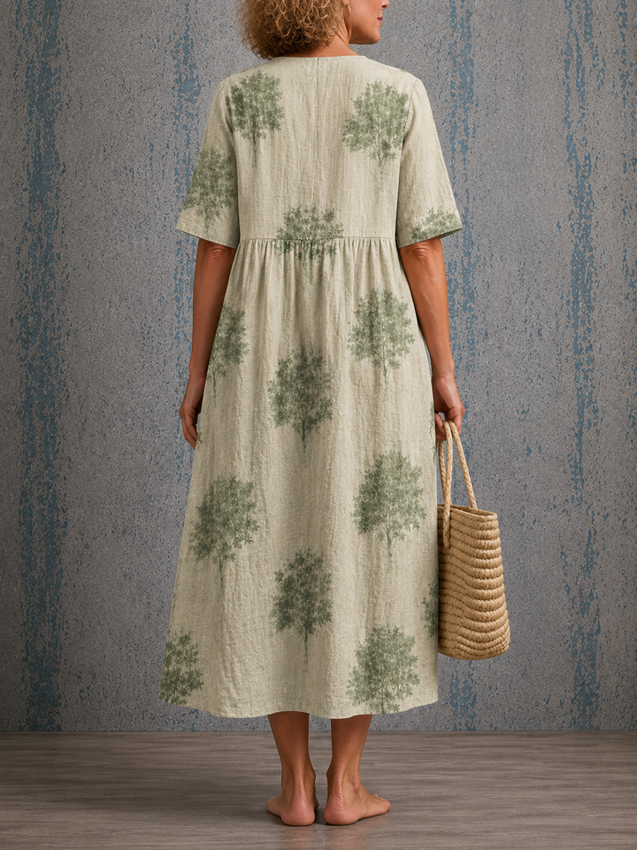 Annette™ | Half Sleeve Linen Dress