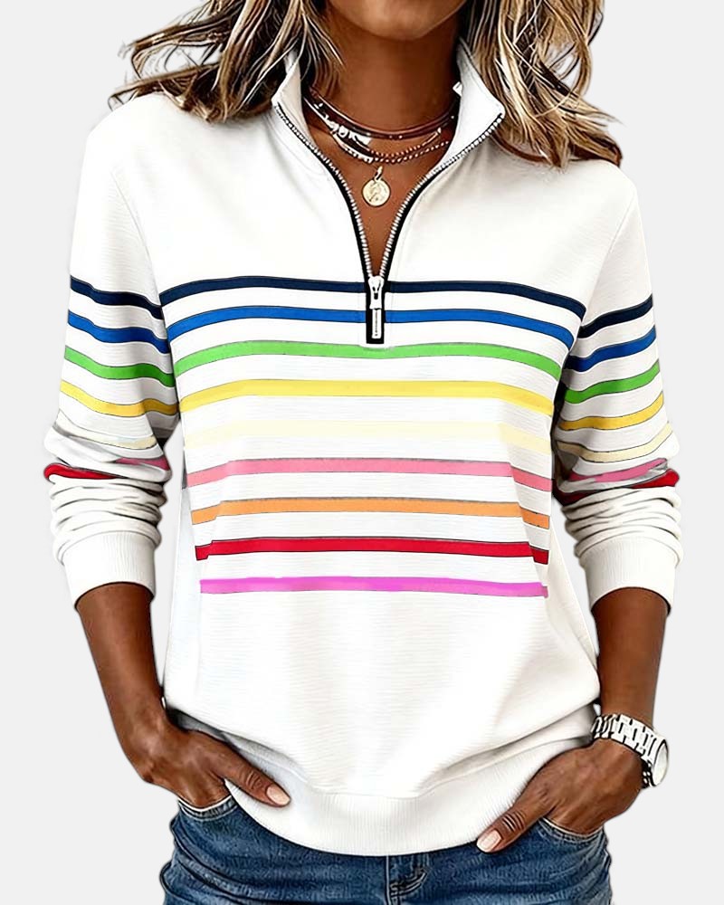 AMY | Striped Half-Zip Pullover