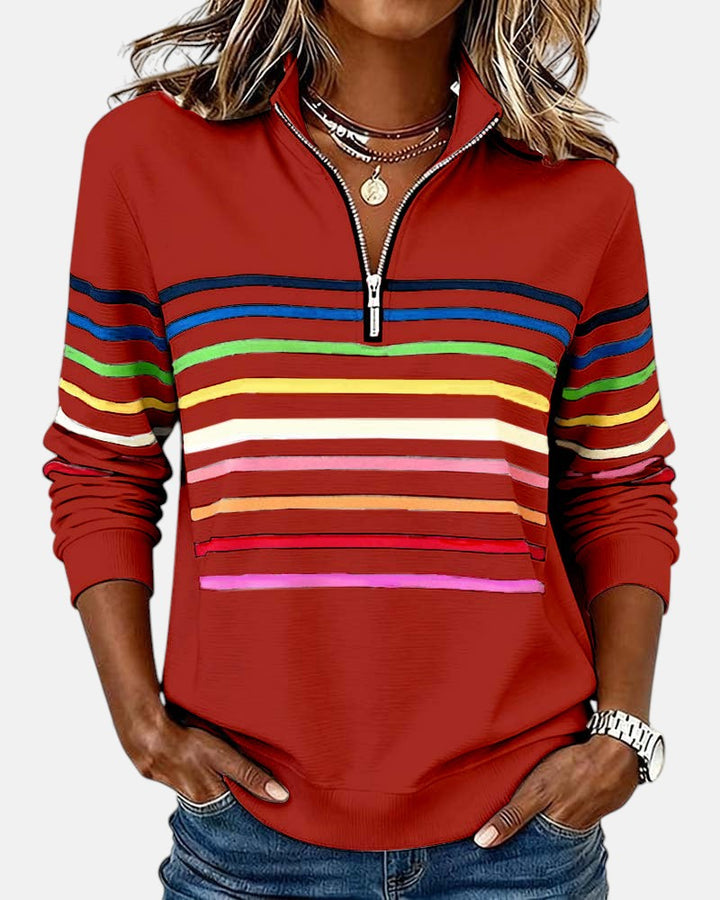 AMY | Striped Half-Zip Pullover