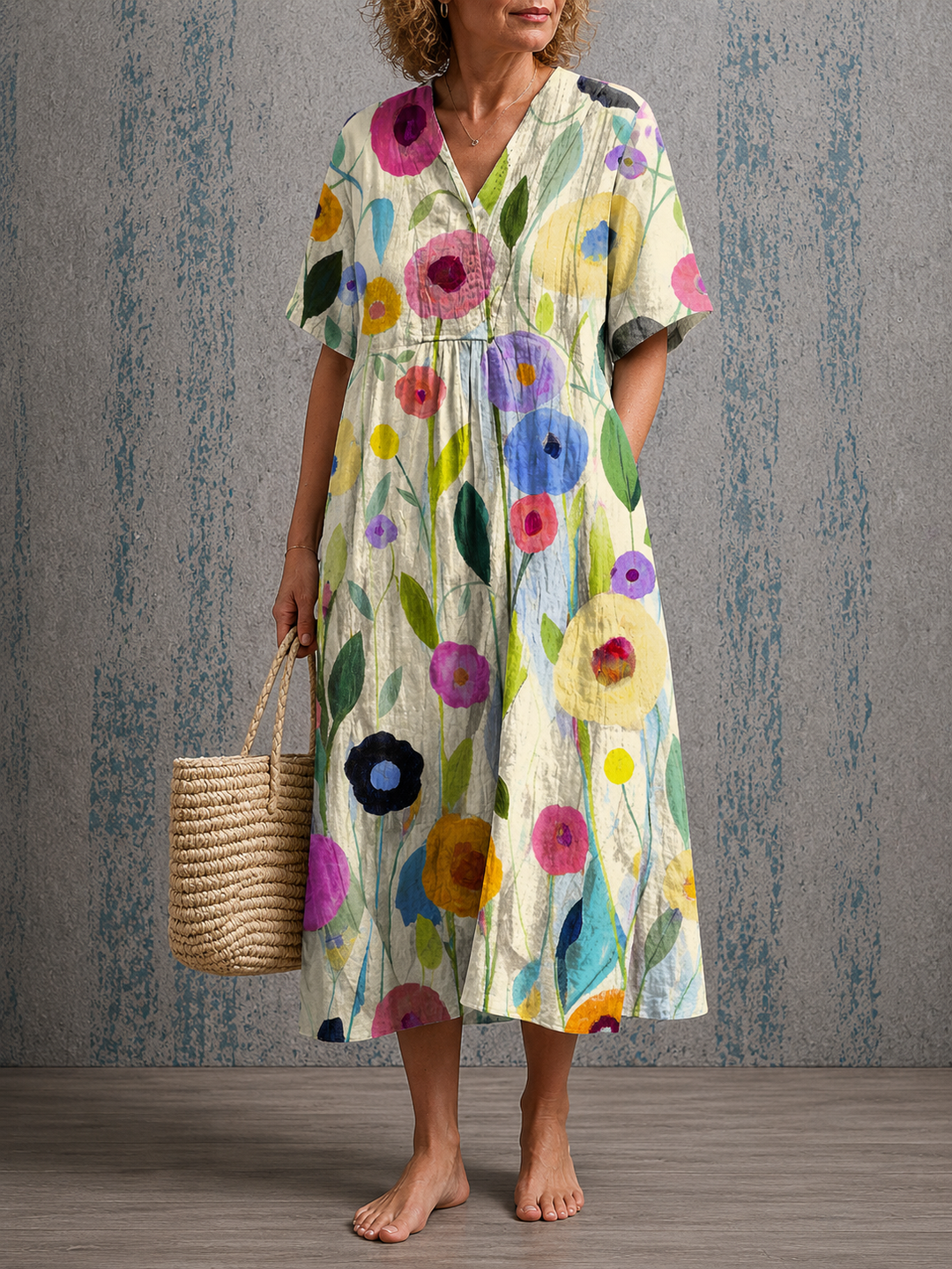 Rosalie™ | Half Sleeve Linen Dress