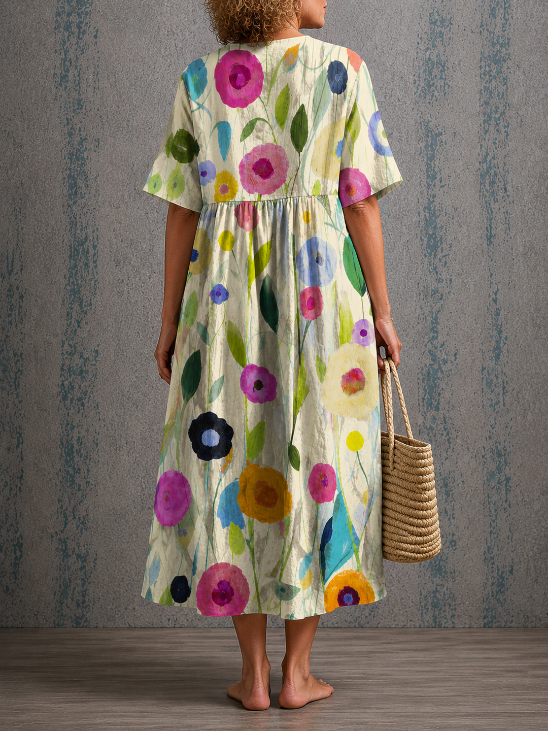 Rosalie™ | Half Sleeve Linen Dress