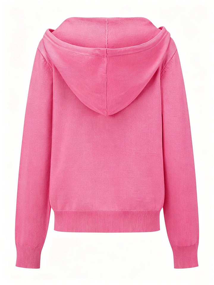 Rosanna | Pink Hooded Cardigan with Button Closure
