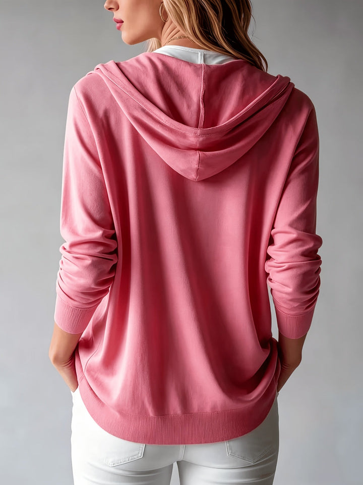 Rosanna | Pink Hooded Cardigan with Button Closure