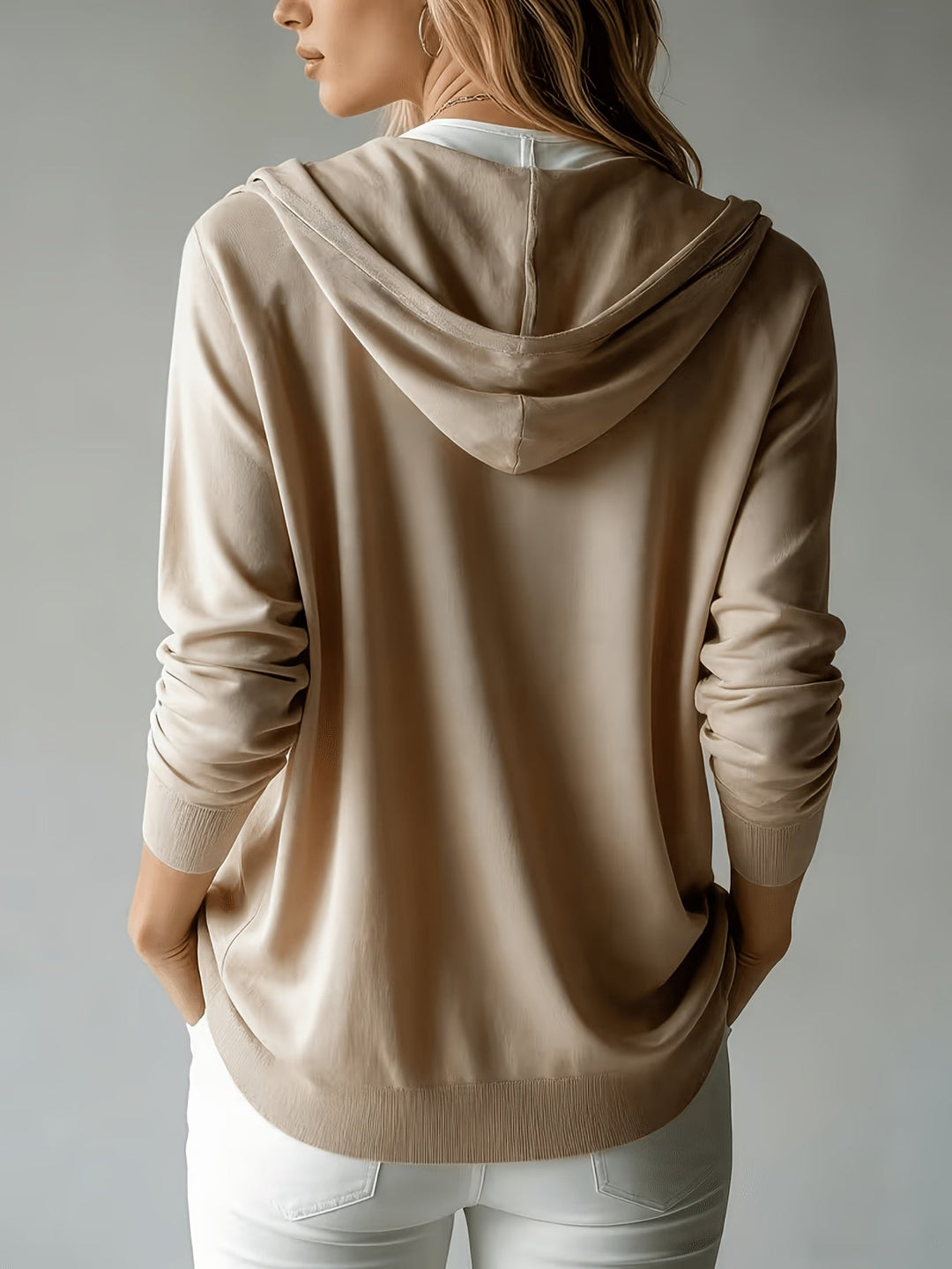 Katia | Khaki Hooded Cardigan with Buttons