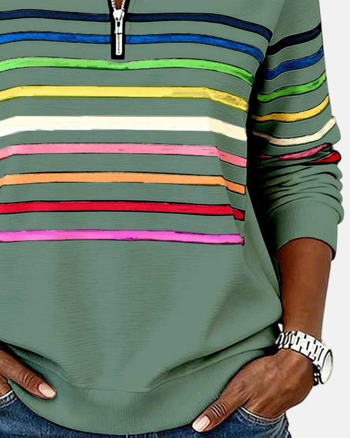 AMY | Striped Half-Zip Pullover