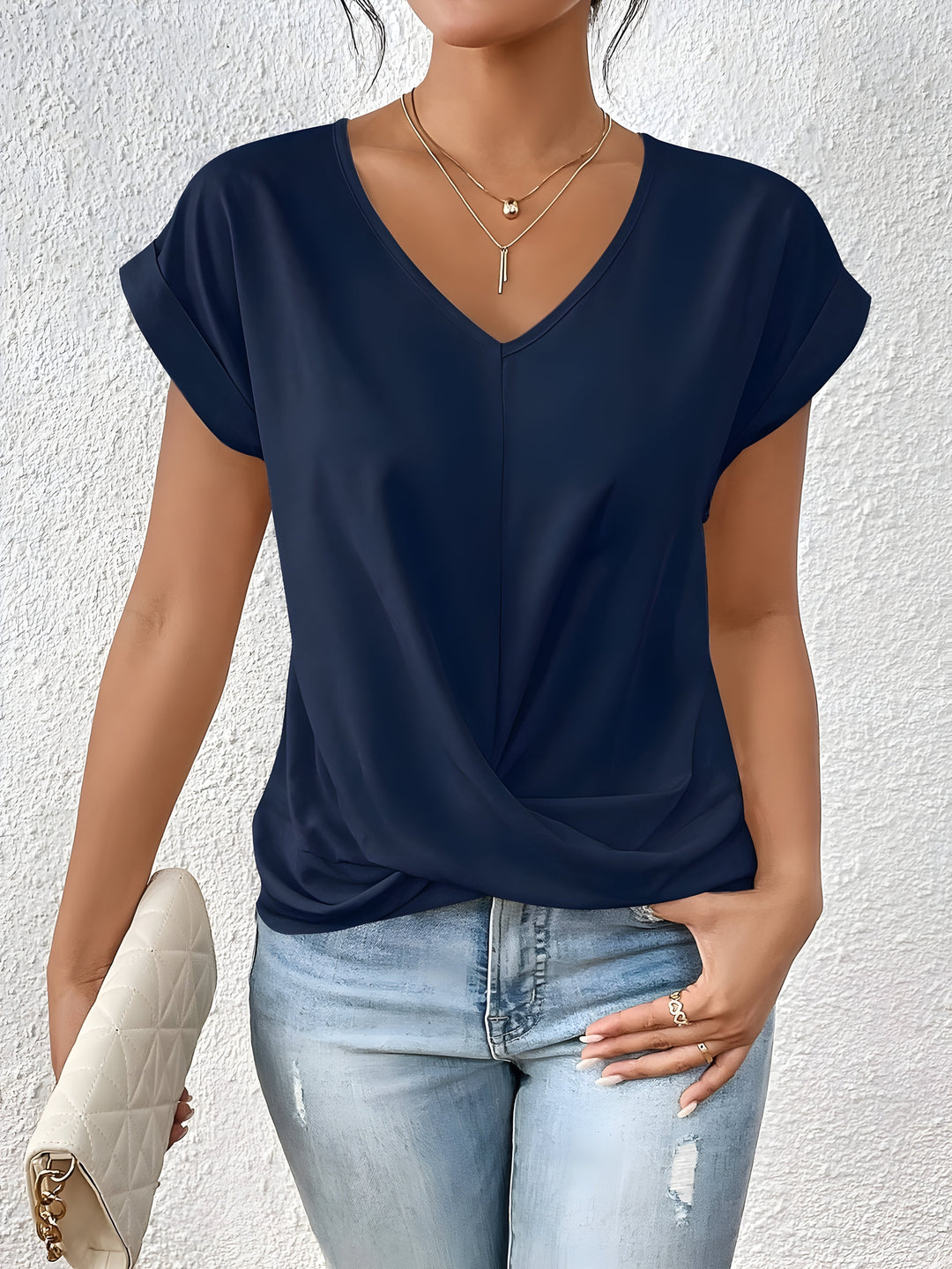 ANDREA | Relaxed V-Neck Twist Top