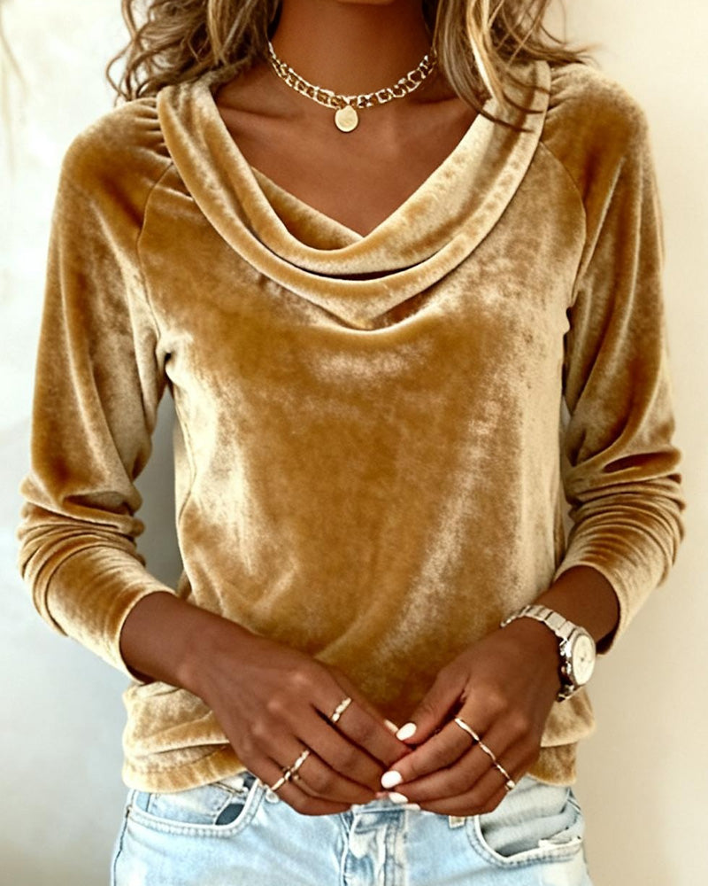 ALEXIS | Luxurious Velvet Drape-Neck Top