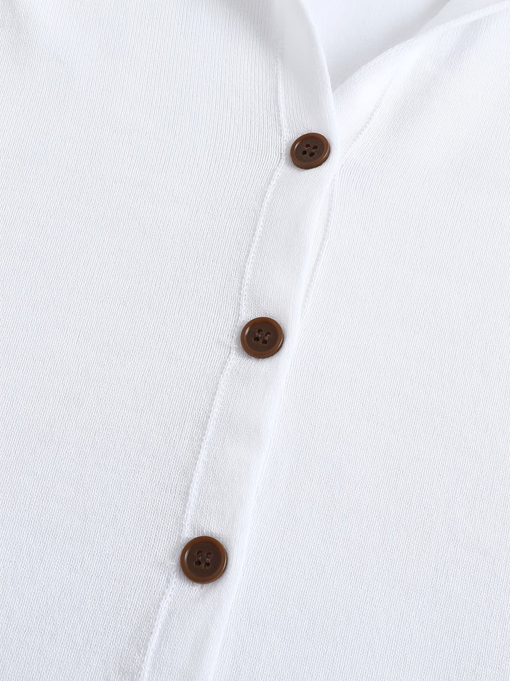 Chiara | White Hooded Cardigan with Button Closure