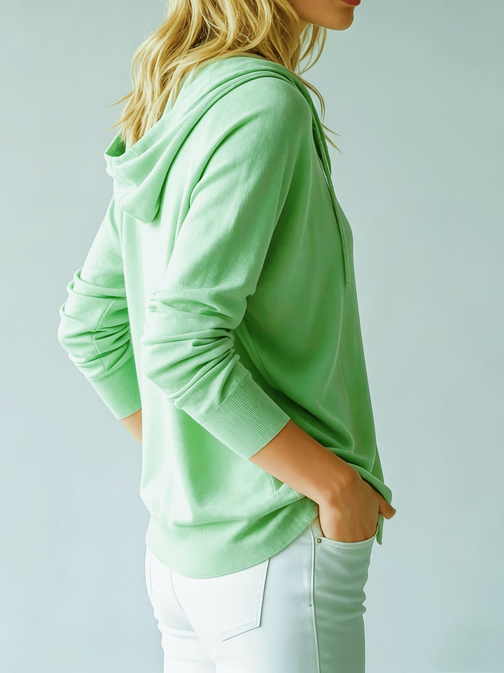 Valentina | Light Green Hooded Cardigan with Button Closure