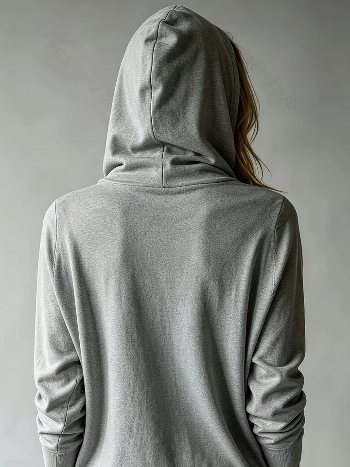 Federica | Gray Hooded Cardigan with Button Closure