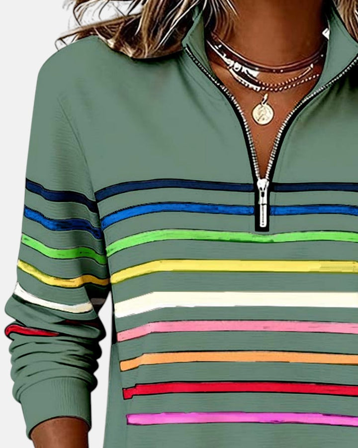 AMY | Striped Half-Zip Pullover