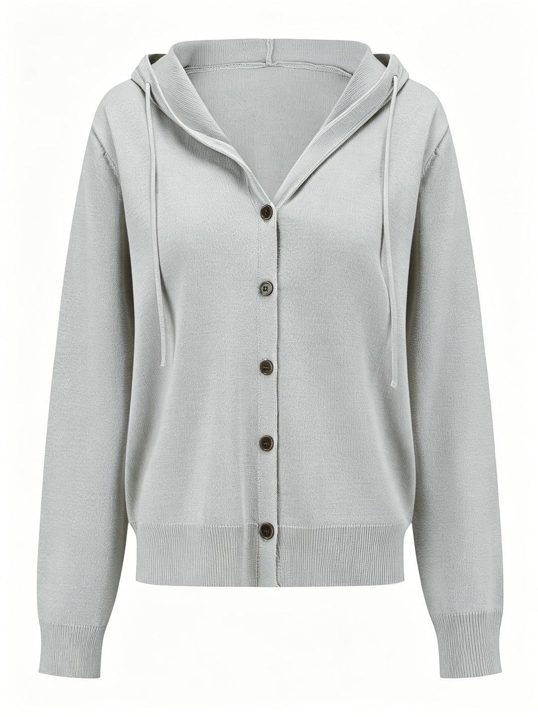 Ginevra | Light Gray Hooded Cardigan with Button Closure