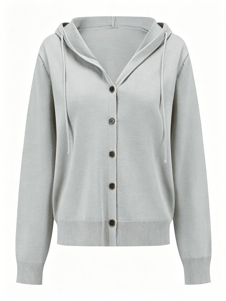 Ginevra | Light Gray Hooded Cardigan with Button Closure