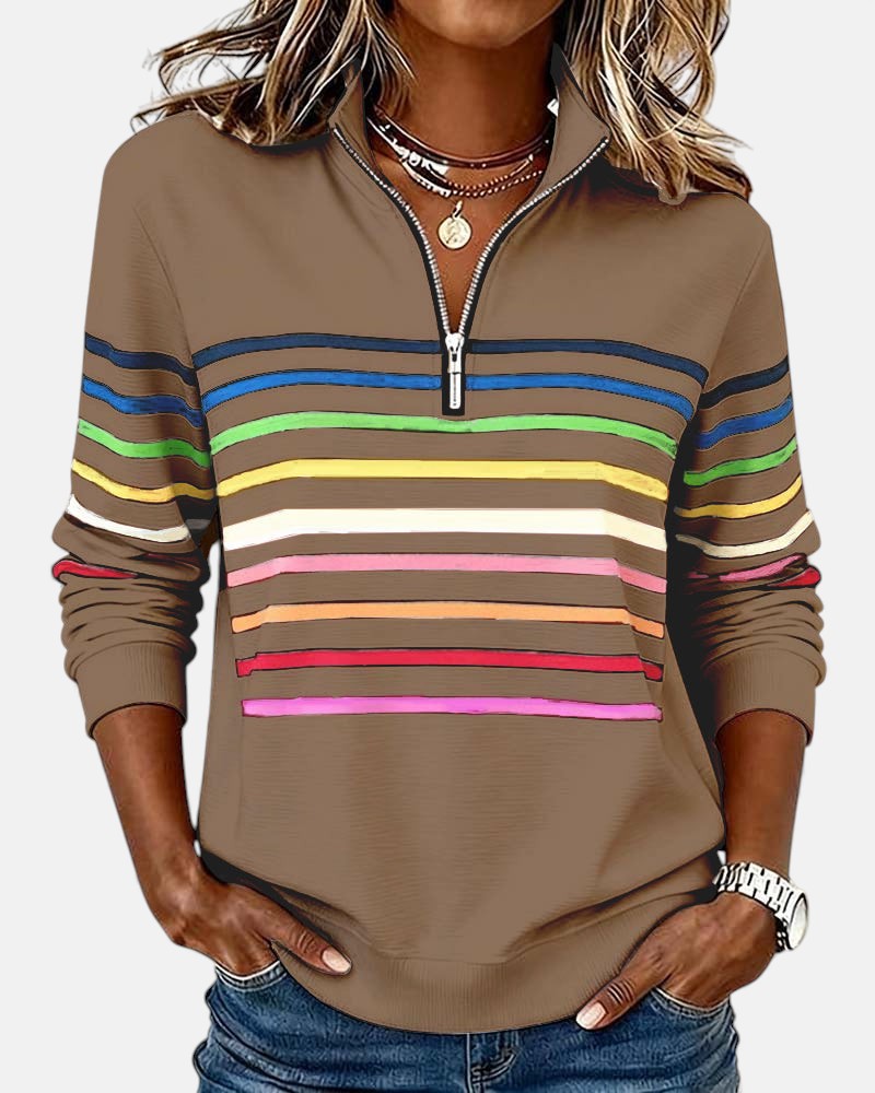 AMY | Striped Half-Zip Pullover