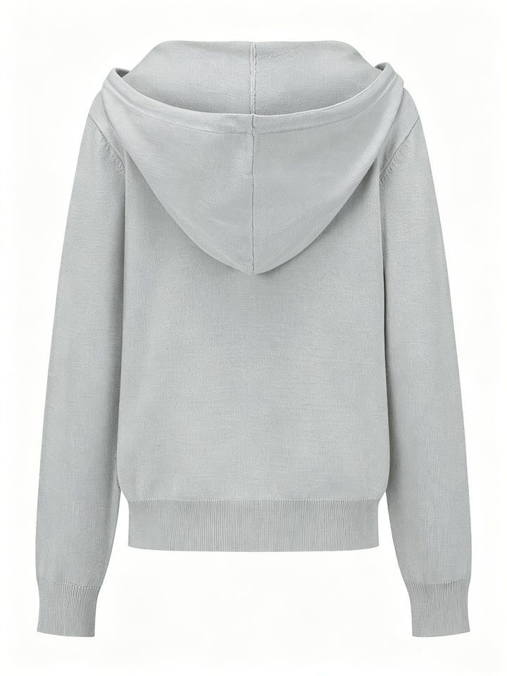 Ginevra | Light Gray Hooded Cardigan with Button Closure