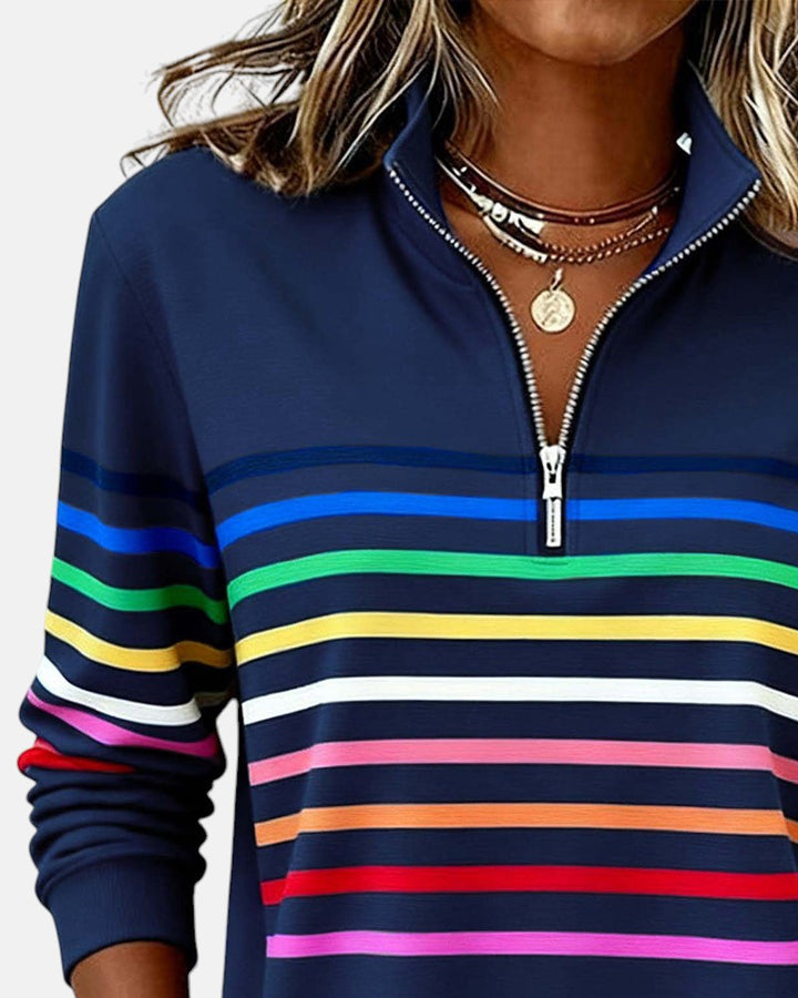AMY | Striped Half-Zip Pullover