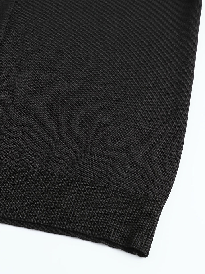 Noemi | Black Hooded Cardigan with Buttons
