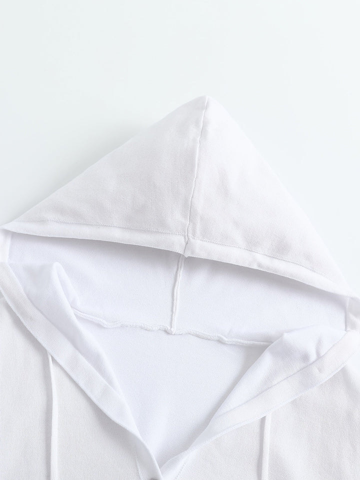 Chiara | White Hooded Cardigan with Button Closure