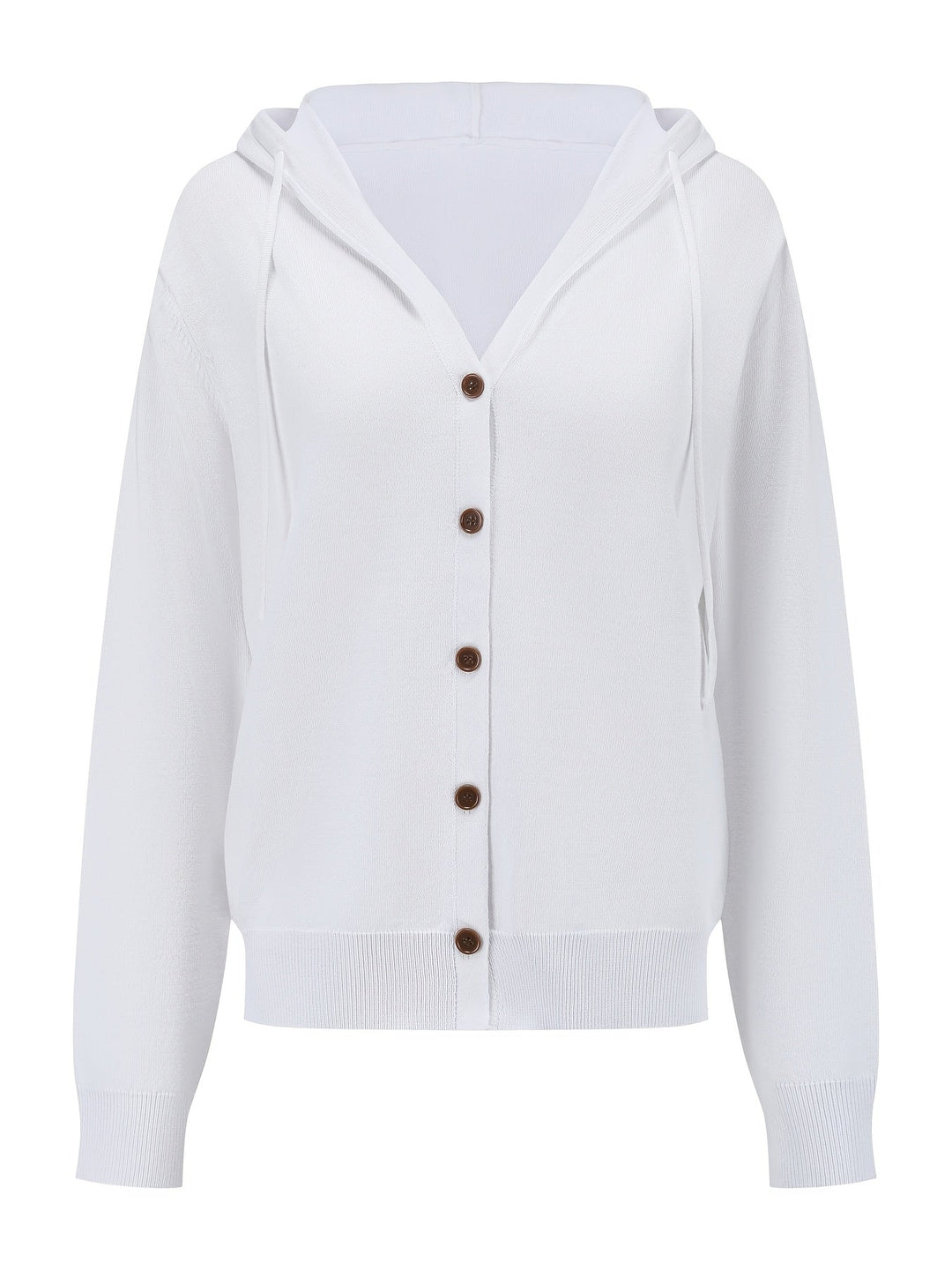 Chiara | White Hooded Cardigan with Button Closure