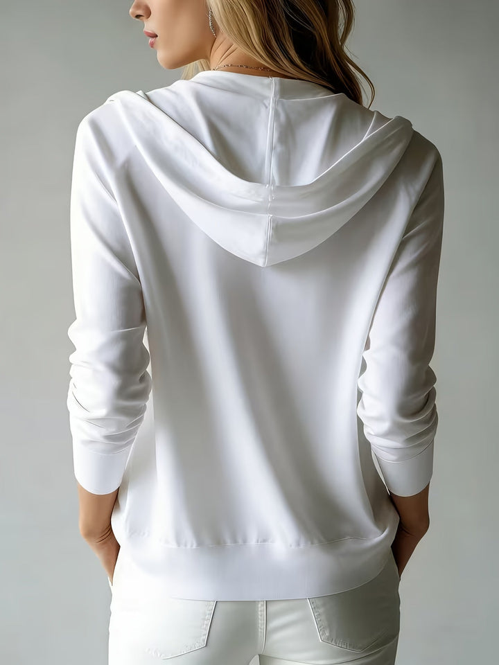 Chiara | White Hooded Cardigan with Button Closure