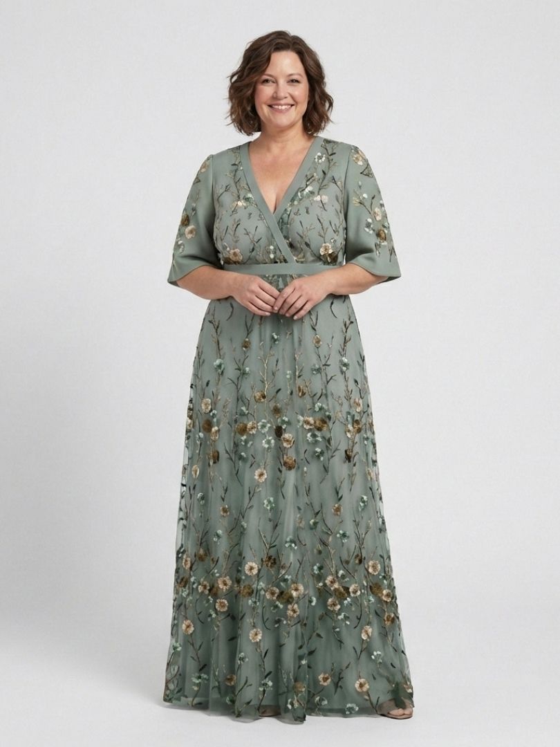 Bellthorne | Floral V Neck Short Sleeve Maxi Dress