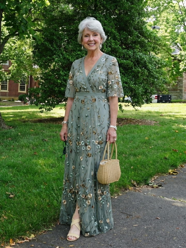 Bellthorne | Floral V Neck Short Sleeve Maxi Dress