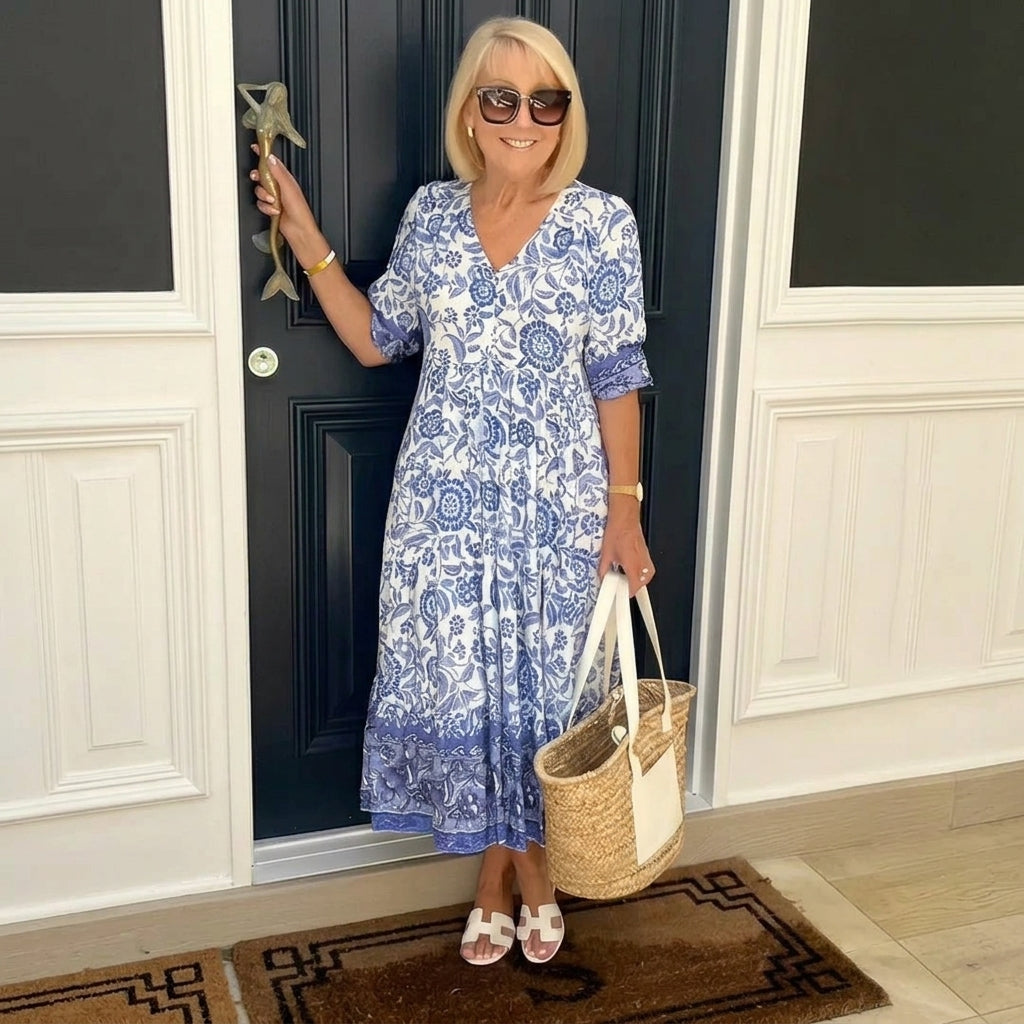 Katherine | Graceful V-Neck Floral Dress