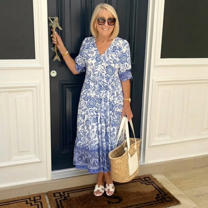 Katherine | Graceful V-Neck Floral Dress