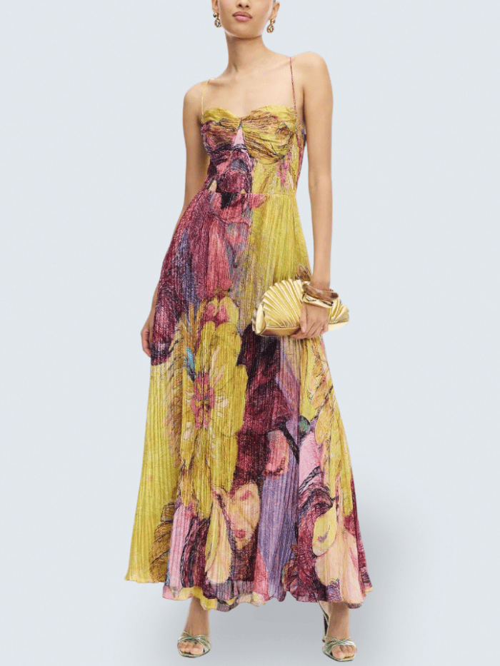 HALLIE | Multicolored Ikat Print Maxi Dress