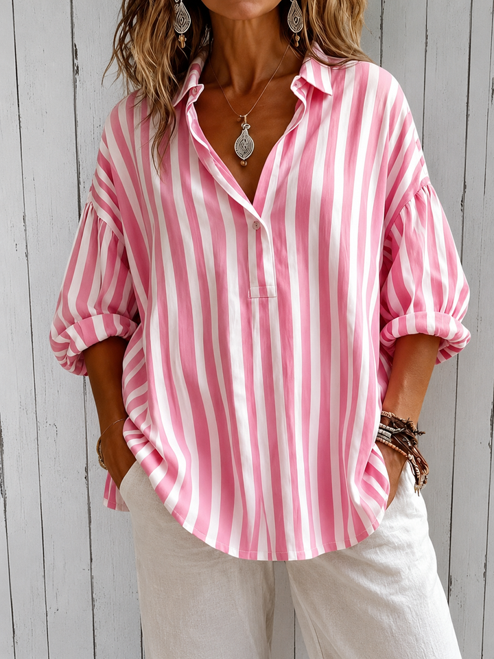 Nora | Loose Striped Blouse with Collar