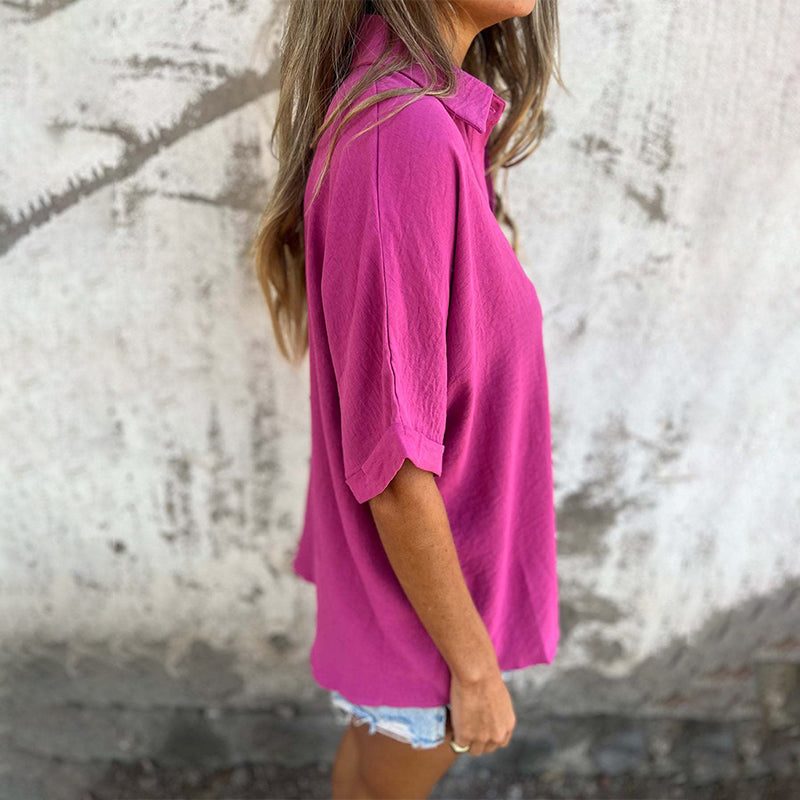 AMBER | Effortless Short-Sleeve Button-Up Shirt