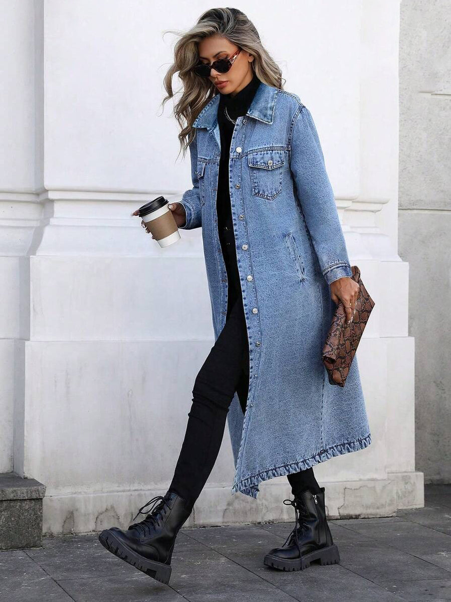 Maya | Stylish Long Denim Jacket